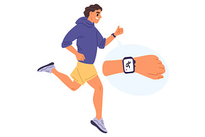 Young man running and looking at, a Sport Illustration by Vectorbuum