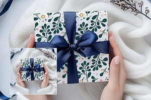 Blue Gift With Hands Mockup WR004-02