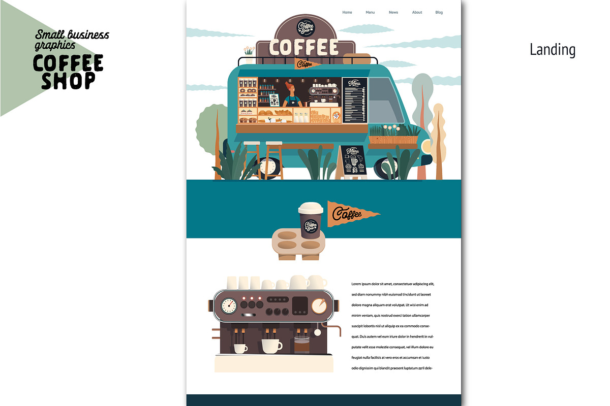 Coffee shop, Small business (vector), a Templates & Theme by Grivina's shop (Photo 14 of 20)