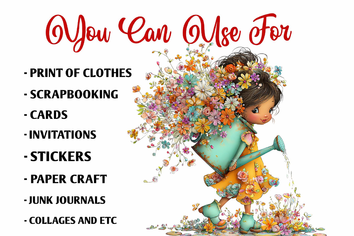 Whimsical Summer Girl Clipart, a Seasonal Illustration by fashionaddict (Photo 6 of 7)
