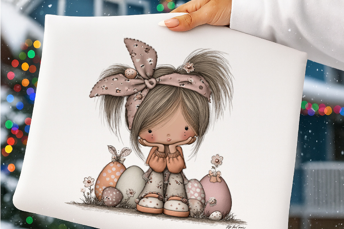 Whimsical easter girl clipart, an Illustration by SinaCreation (Photo 6 of 9)