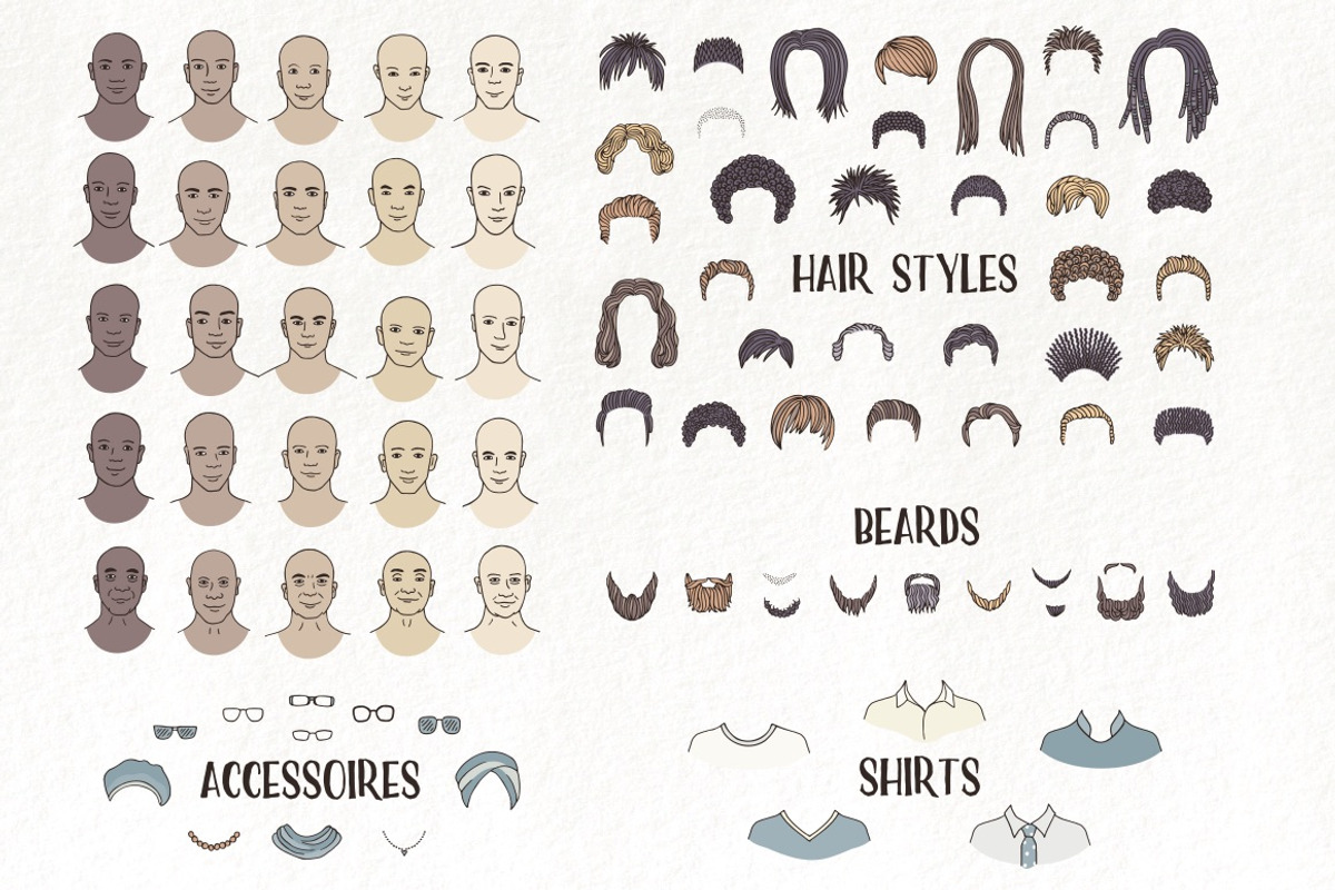 Male Avatar Creator - hand drawn, a Person Illustration by Franzi draws (Photo 2 of 3)