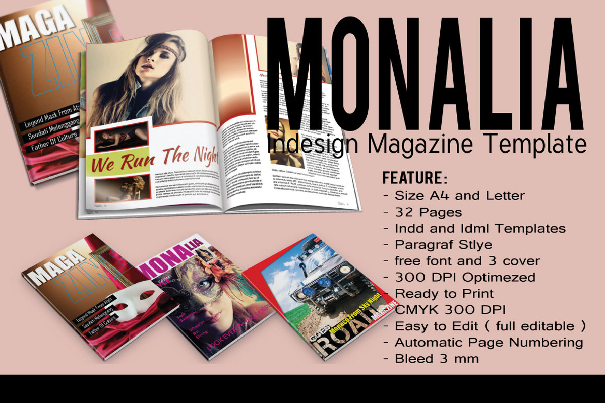 Monalia Indesign Magazine Template, a Magazine Template by Orlin (Photo 1 of 5)