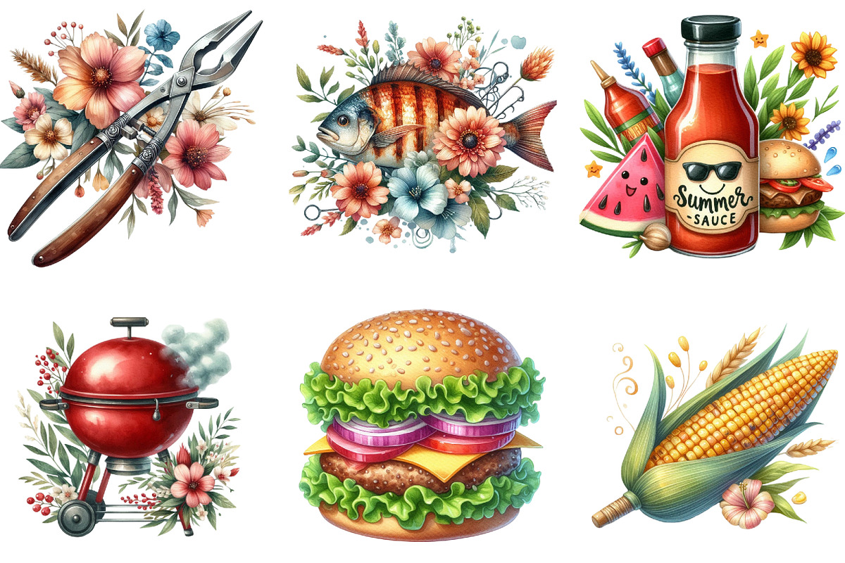 Summer Barbecue Day Clipart, a Seasonal Illustration by DreamArtGraphic (Photo 2 of 4)