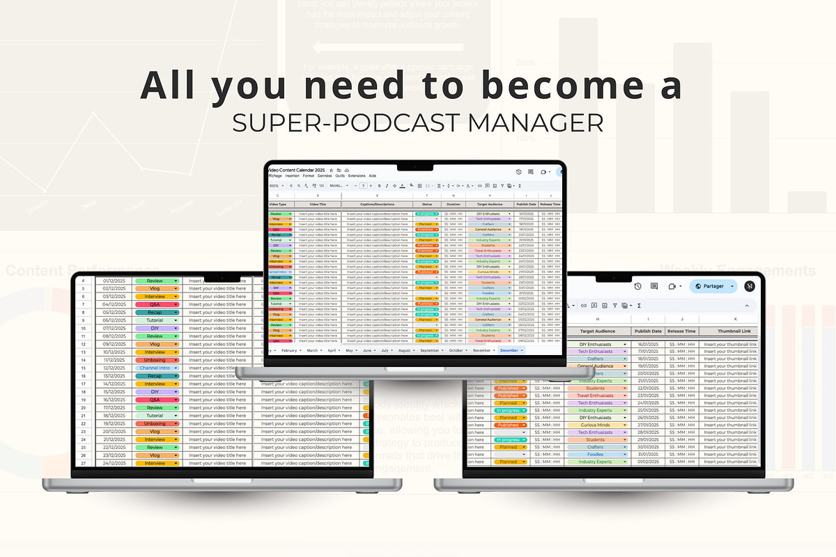 Google Sheet Podcast Content Planner, a Social Media Template by Marketello Studio (Photo 5 of 6)