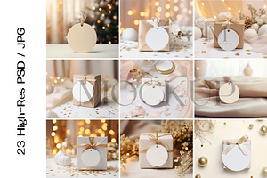 23 Gift Tag Mockup Bundle PSD/JPG