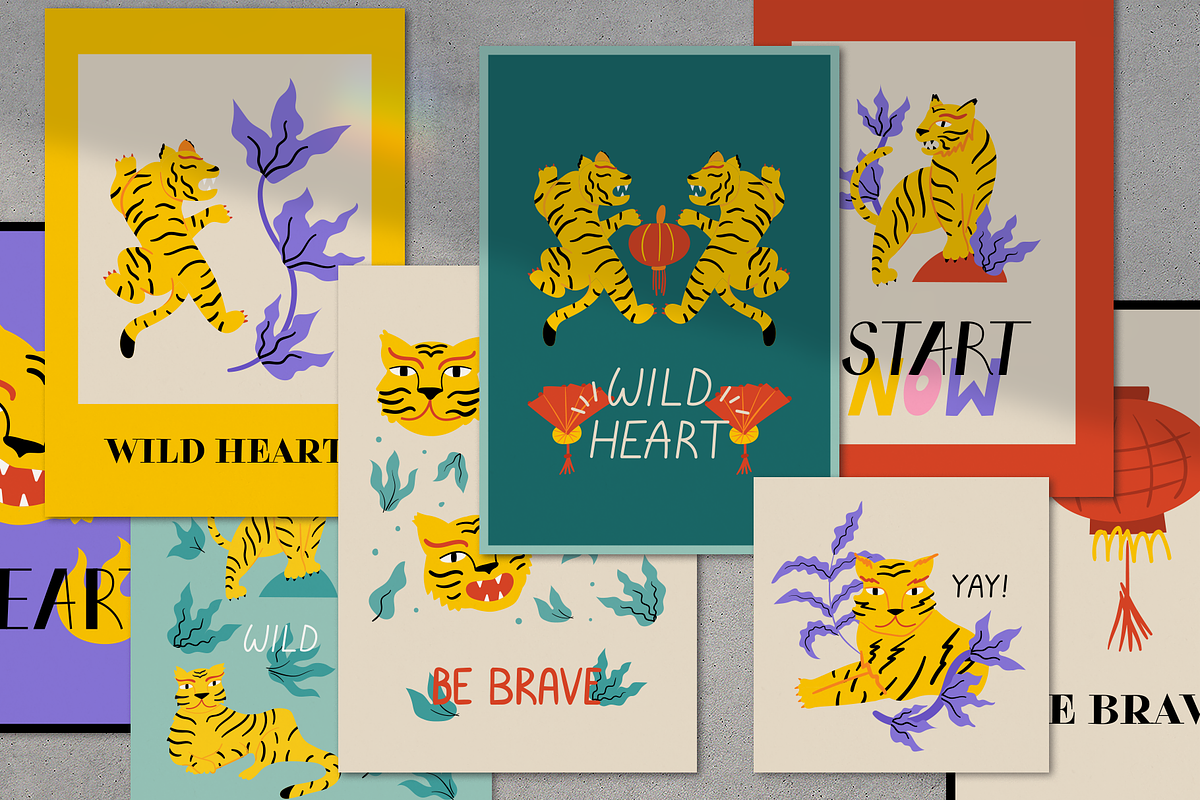 Asian tigers | Cliparts, Posters, an Animal Illustration by Felizabeth Design (Photo 3 of 15)