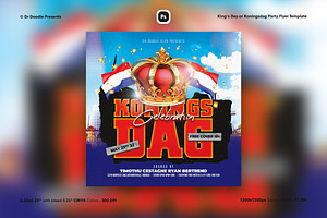 Kings Day or Koningsdag Party Flyer, a Flyer Template by iDoodle Studio