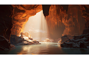 glow blurred cavern interior ai, a Background Photo by pikepicture