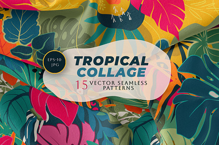 Tropical Collage Vector Collection, a Pattern Graphic by Molly art