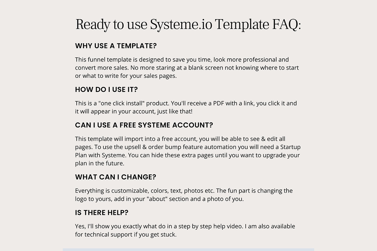 Systeme.io Simply Noir Funnel, a Landing Page Template by Hayley's Digital Hub (Photo 8 of 10)