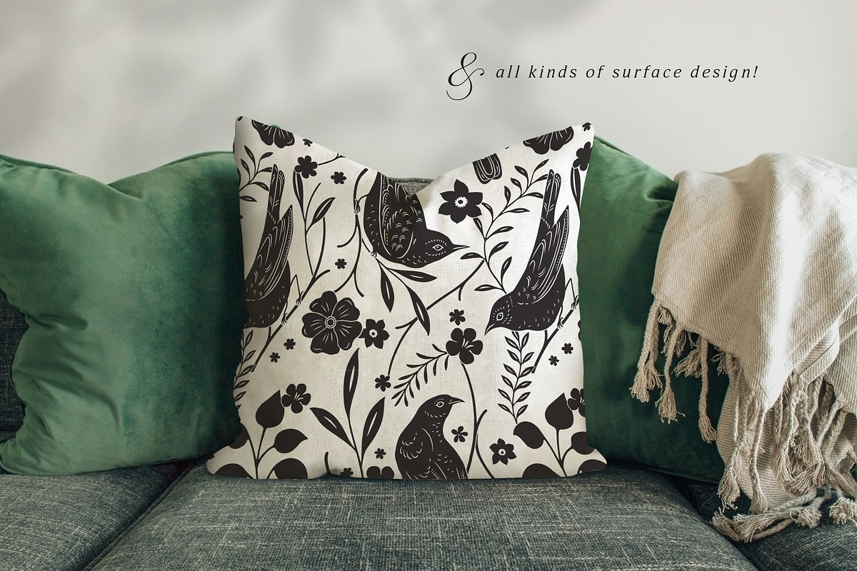 Birds & Blooms Vector Linocut Set, an Animal Illustration by rouxsupplyco (Photo 10 of 15)