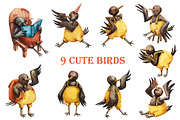 Bird's Birthday - Watercolor Clipart, an Animal Illustration by Mashamashastu (Thumbnail 2 of 12)