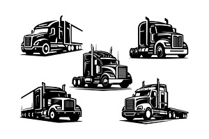 semi truck logo design silhouette, an Object Graphic by e-artdesign