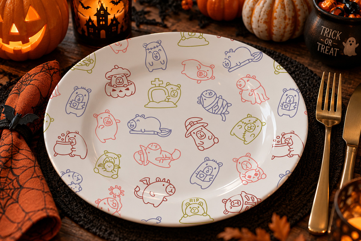 Capybara Halloween Patterns, a Pattern Graphic by Palau (Photo 3 of 9)