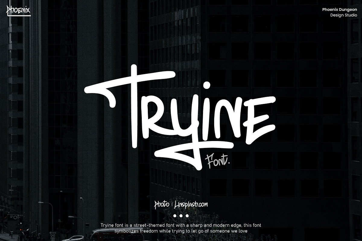Tryine Font, a Font by Phoenix Dungeon (Photo 1 of 9)