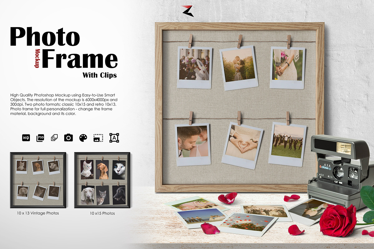Photo Frame with Clips 6K, a Product Mockup by Zabiegala MP (Photo 1 of 10)