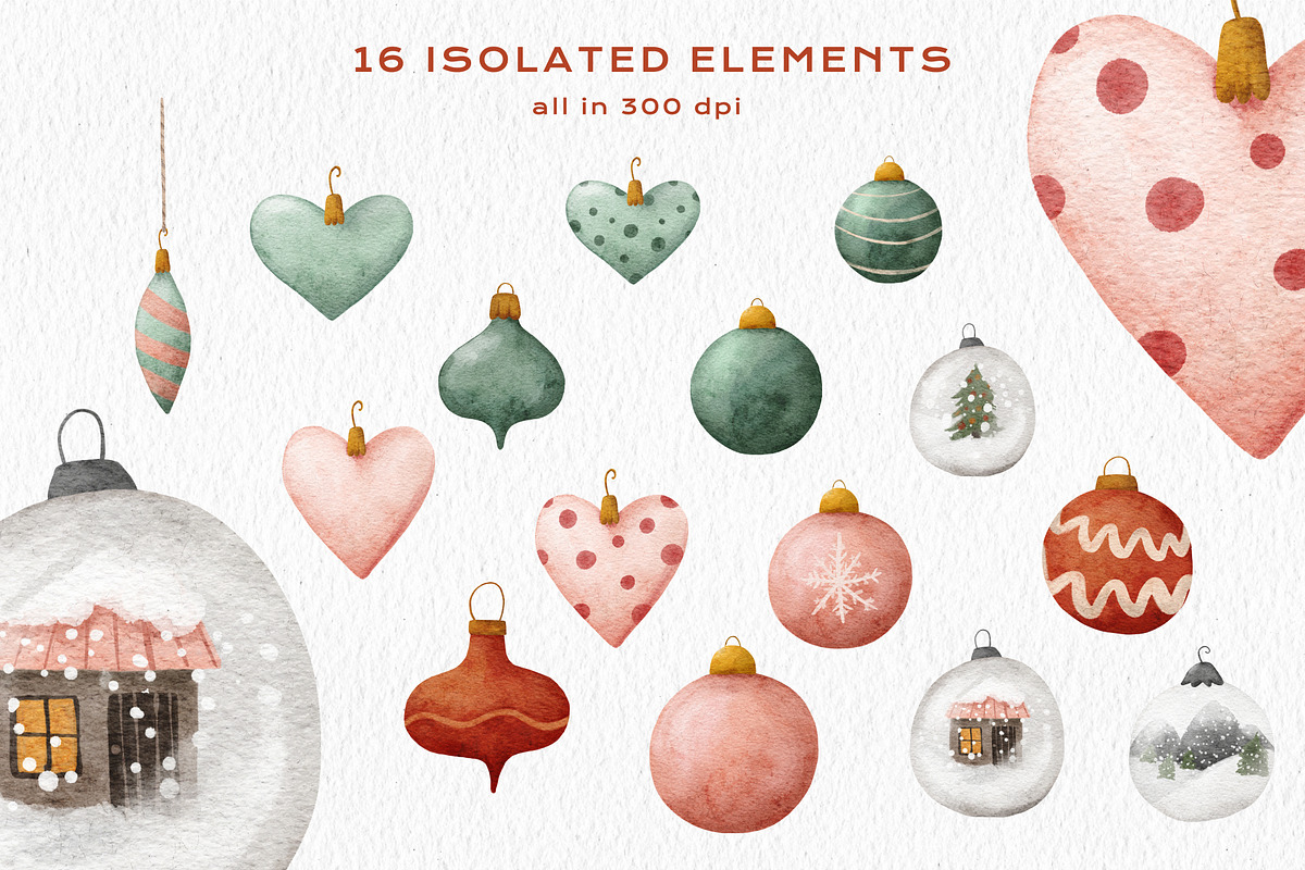 Christmas Clipart Tree Ornament PNG, an Illustration by Rabbit Heart (Photo 2 of 9)