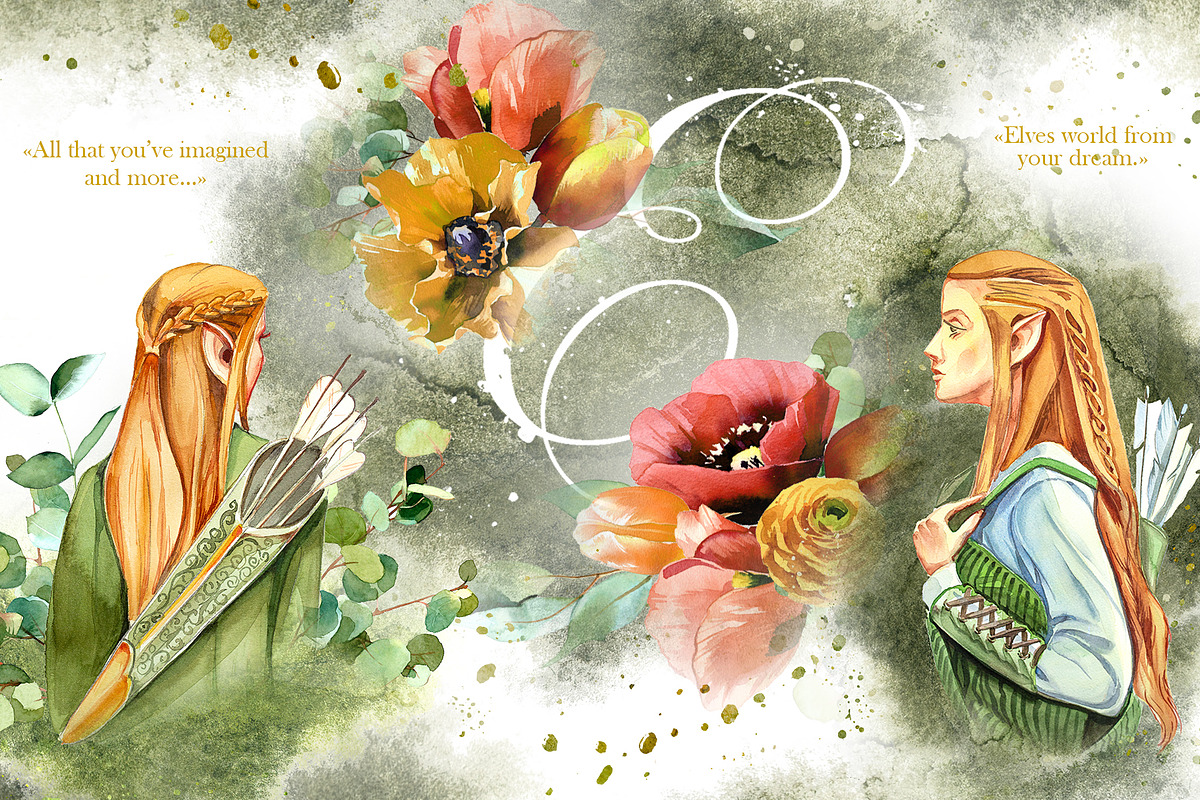 Watercolor Elf Clipart Set, a Person Illustration by ArtCreationsDesign (Photo 1 of 8)