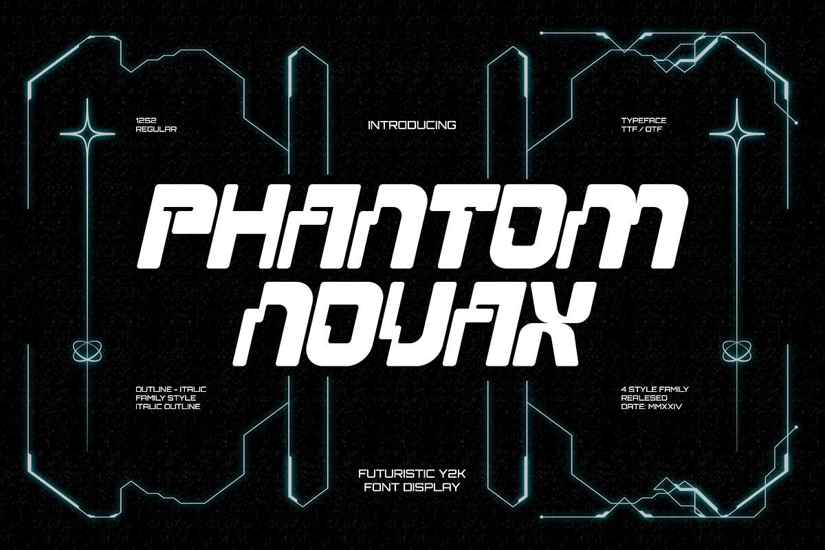 Phantom Novax Futuristic Y2k Family, a Sans Serif Font by Inviline.co (Photo 1 of 12)
