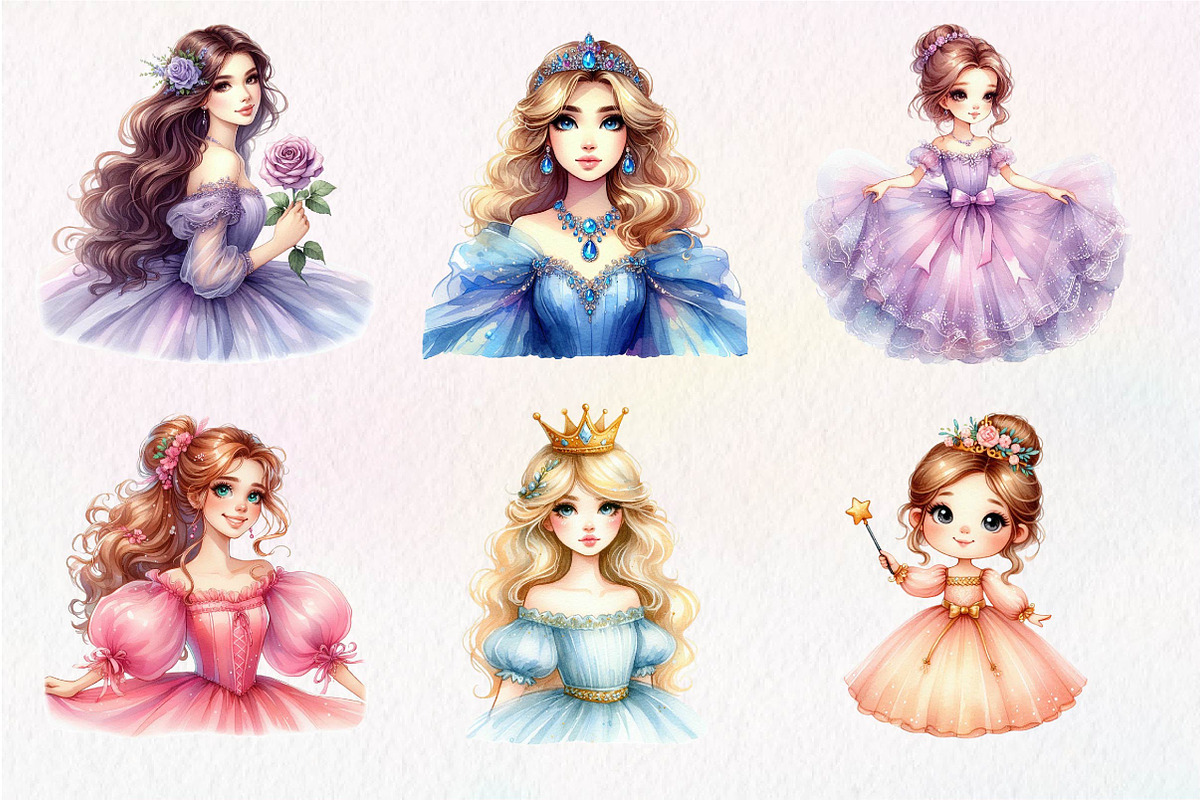 Cute Princess Clipart PNG, an Illustration by Dream Creation (Photo 2 of 7)