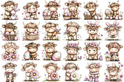 Whimsical Easter Highland Cow Clipar, an Illustration by DreamPrint404 (Thumbnail 3 of 6)