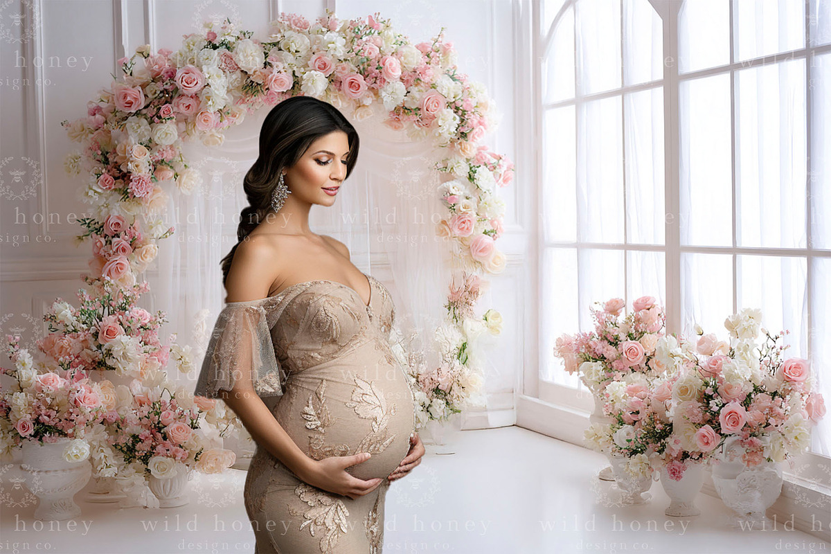 Flower Room Digital Backdrop, a Layer Style Add-On by Wild Honey Design Co. (Photo 1 of 2)