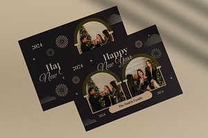 Black Modern New Year Greeting Card