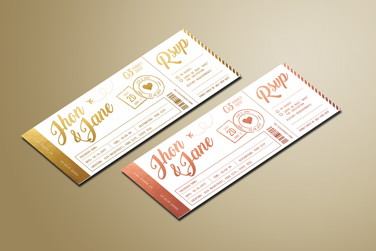 Elegant Wedding Invitation Ticket, an Invitation Template by Vynetta (Photo 5 of 7)