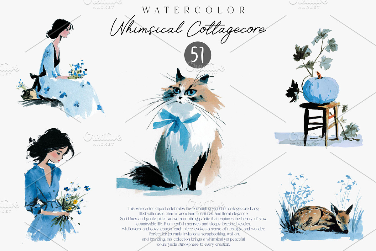 Whimsical Cottagecore Clipart Set, an Illustration by CreationArt (Photo 5 of 7)