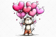 Whimsical Cats Valentine's Day PNG, an Illustration by Craft Nest (Thumbnail 9 of 11)