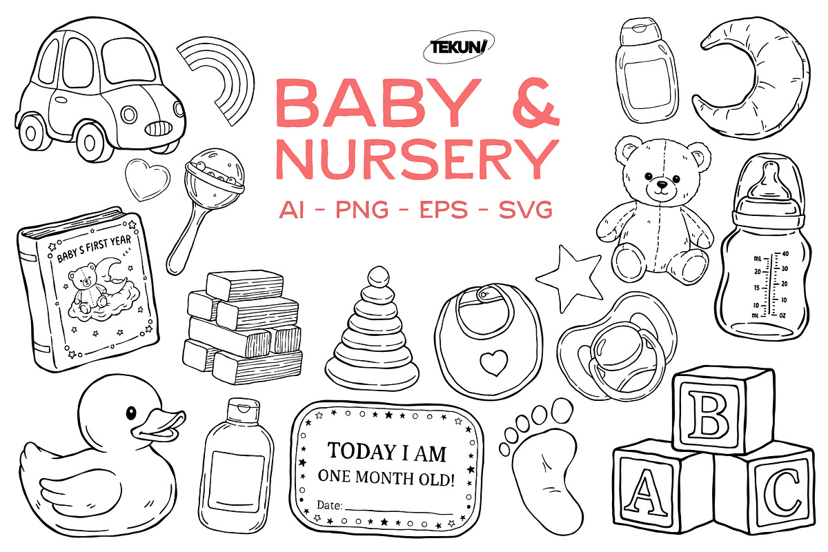 Baby Nursery Hand-Drawn Element, an Illustration by Tekuni (Photo 1 of 8)