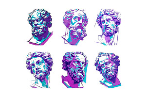 Classical greek sculpture bust color, an Object Illustration by Onyx