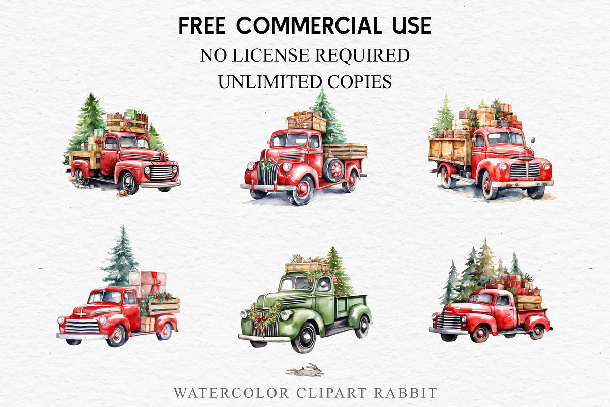 Christmas Truck Santa Winter Clipart, a Seasonal Illustration by Rabbit Heart (Photo 2 of 10)