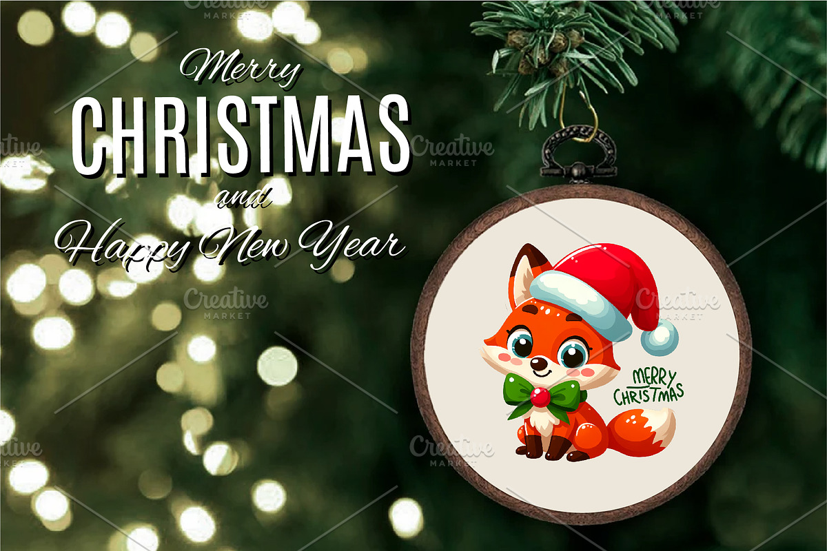 Christmas cute fox. Clipart, PNG., an Animal Illustration by KENO Mascots (Photo 5 of 8)