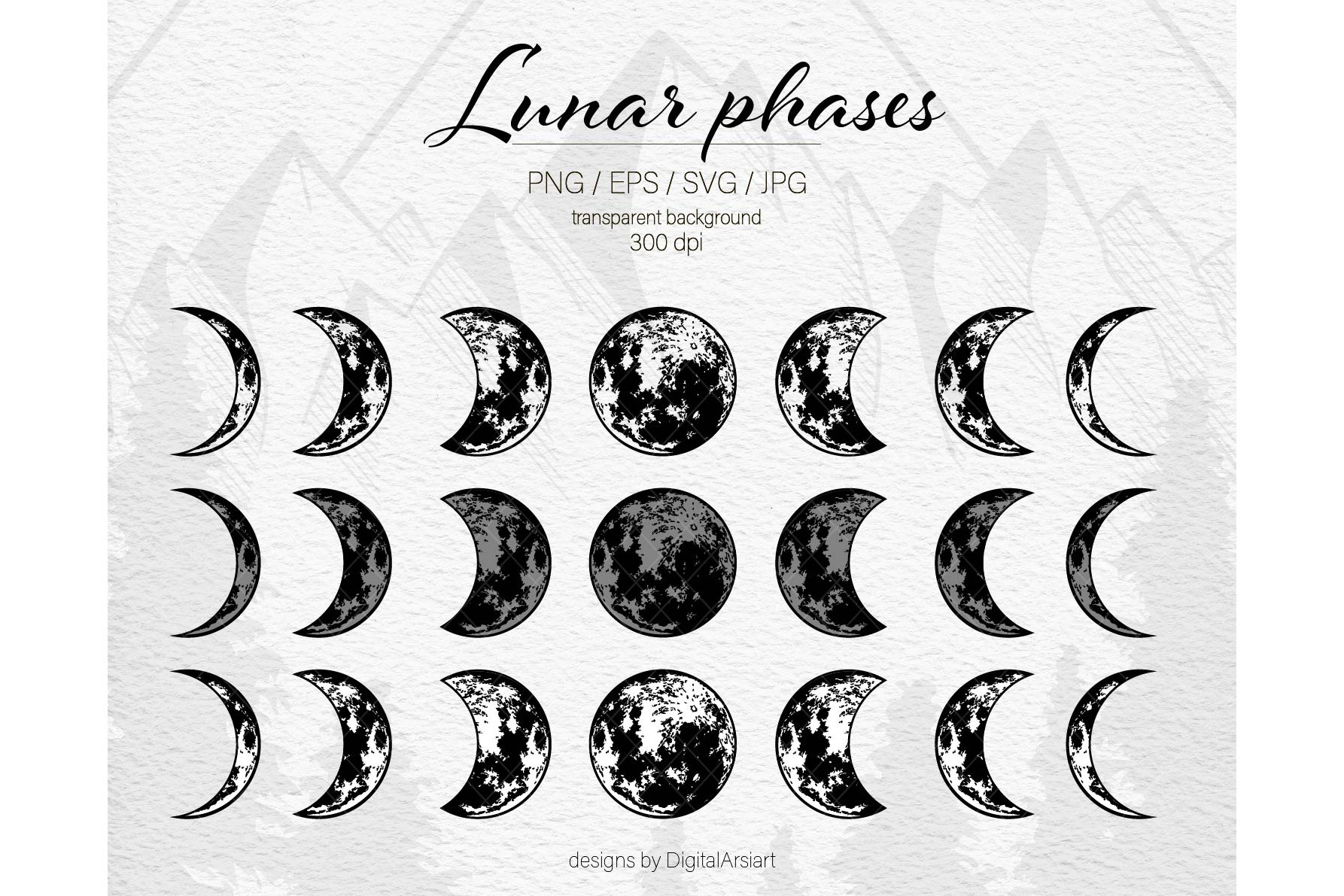 Lunar phases svg Moon phases vector.