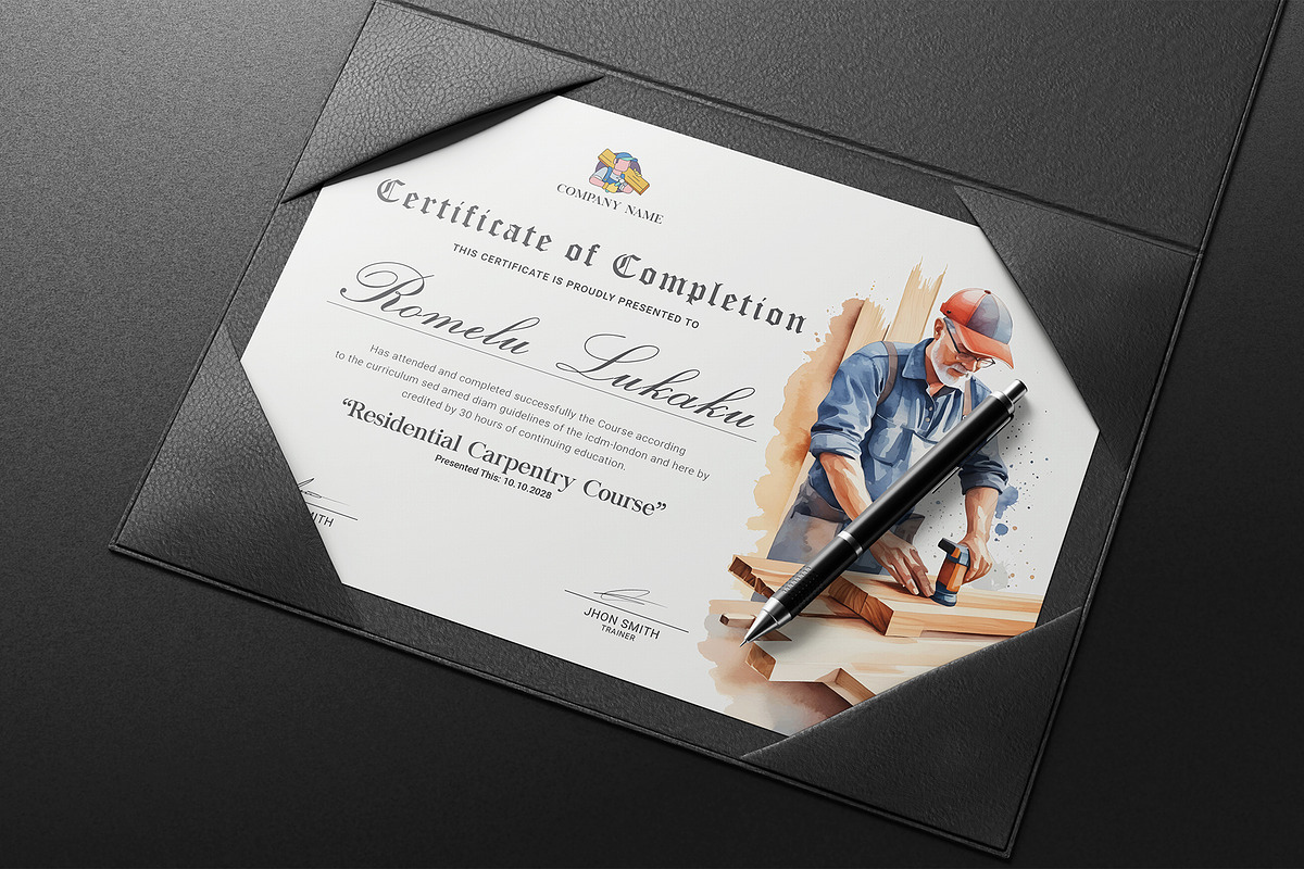 Carpenter Training Certificate, a Stationery Template by DesignDevisers (Photo 7 of 10)