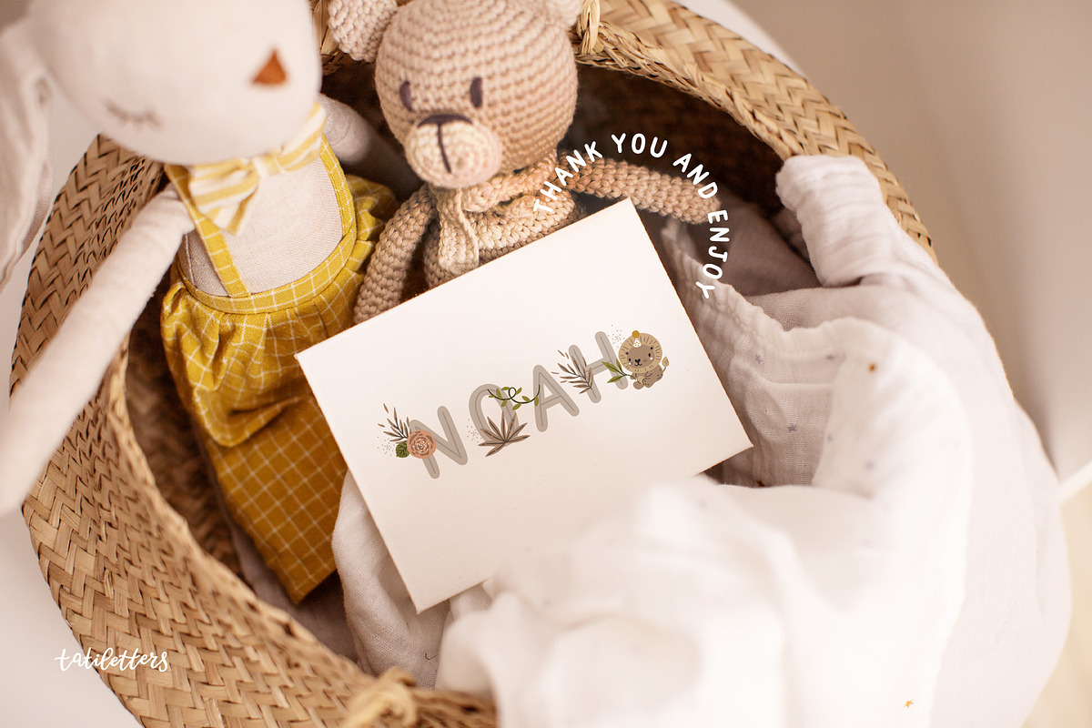 Kids Name creator Nursery art & Font, an Animal Illustration by tatiletters (Photo 12 of 12)