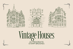 Vintage Houses Procreate Stamps