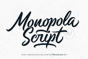 Monopola, a Script Font by Wacaksara Co. (Thumbnail 1 of 11)