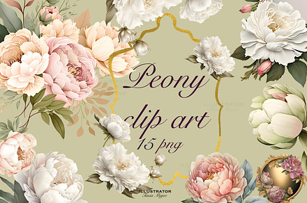 Clipart of Peony Flowers