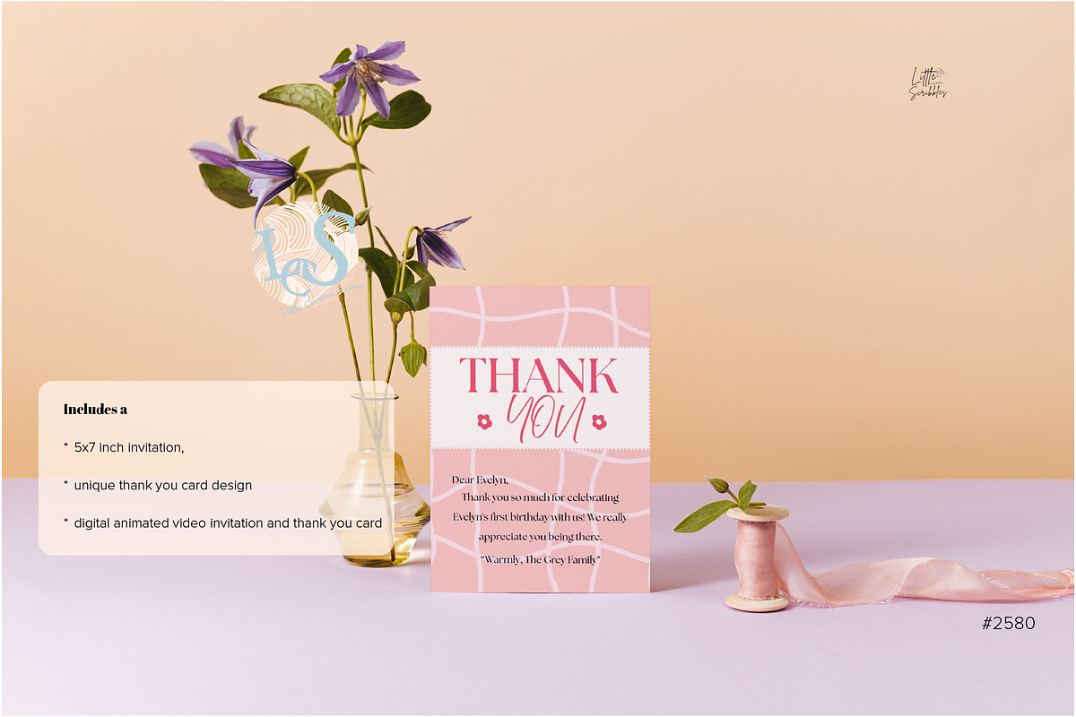 First Birthday Invite Canva Template, an Invitation Template by Little Creative Scribbles (Photo 5 of 6)