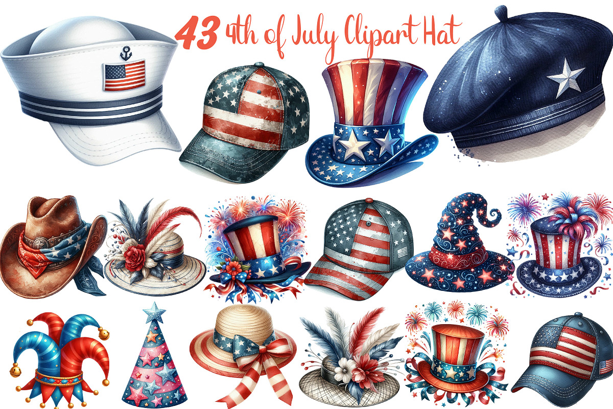 4th of July Clipart Hat, USA Patriot, an Illustration by DreamCafeArt (Photo 1 of 7)