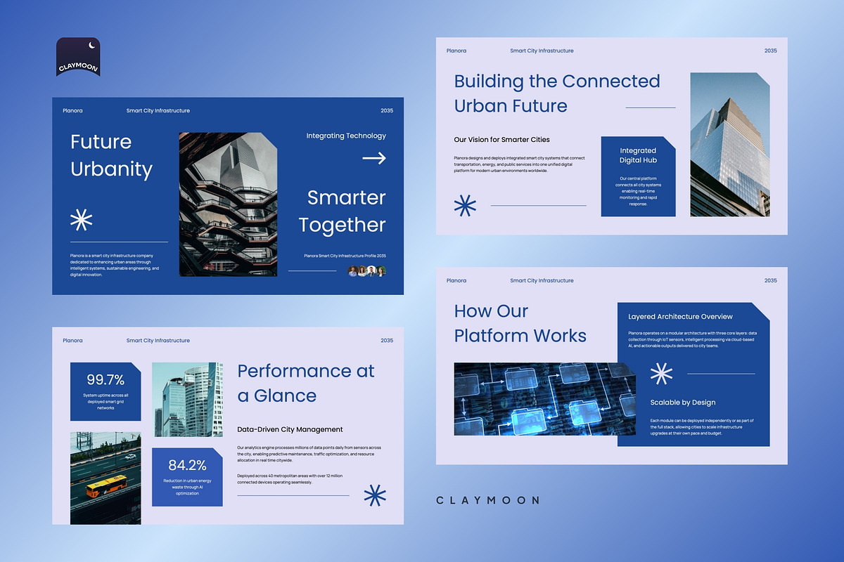 Smart City Infrastructure Pitch Deck, a Presentation Template by Claymoon Lab (Photo 3 of 7)