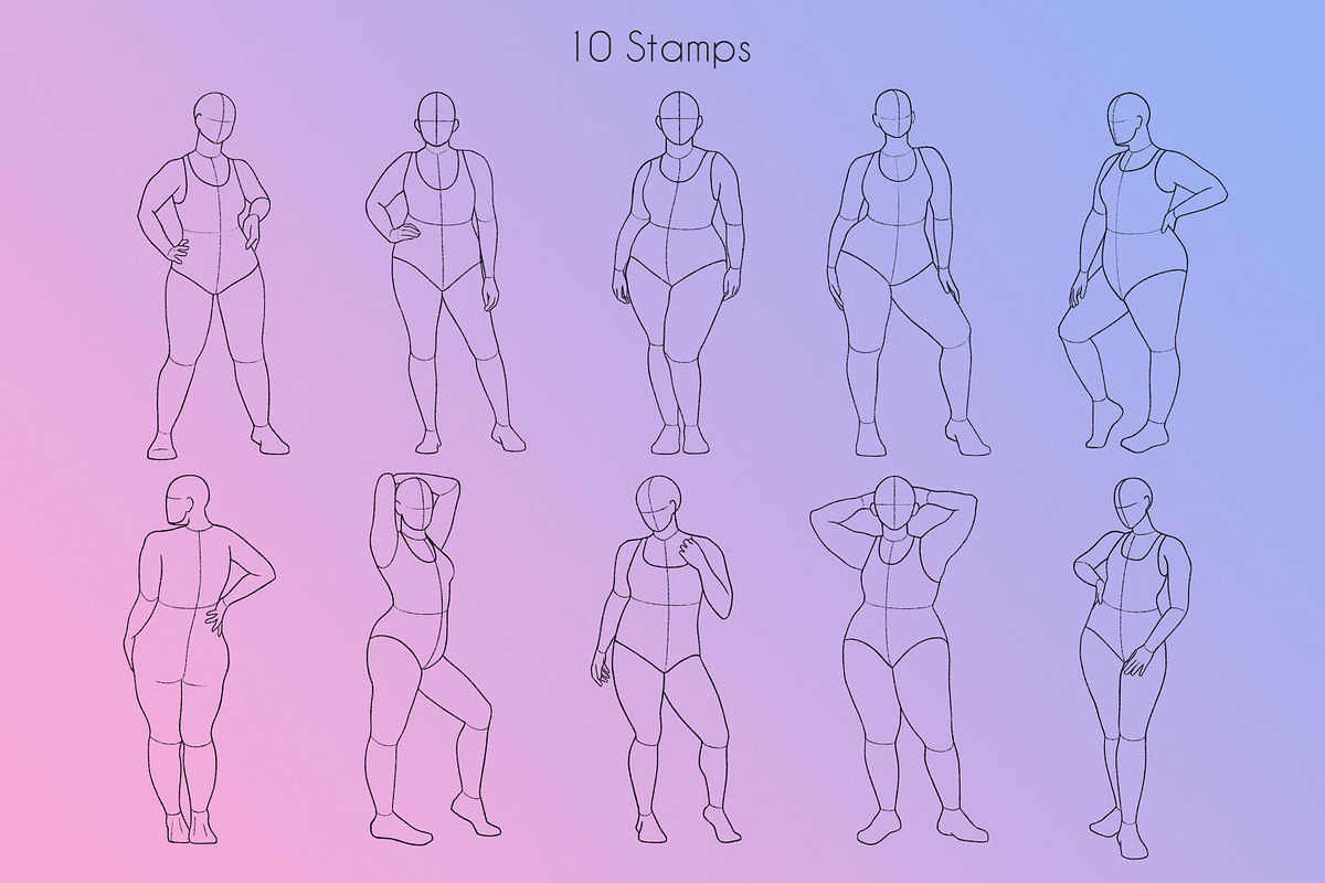 10 Realistic Plus Size Female Body, a Brush Add-On by SmuffizStudio (Photo 2 of 3)
