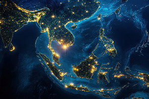 View of Southeast Asia at night show, a Photo by Tanuart