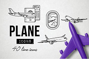 40 Plane Icons - Airplane, Travel, an Outline Icon by Hatch Design Workshop (Thumbnail 1 of 8)