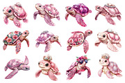 Pink Sea Turtle Clipart PNG, an Illustration by Dream Creation (Thumbnail 2 of 5)