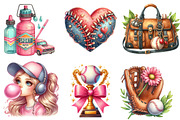 Retro Girly Baseball png Clipart, an Illustration by Watercolor design (Thumbnail 3 of 4)
