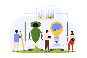 AI machine learning support, a Technology Illustration by Flashvector
